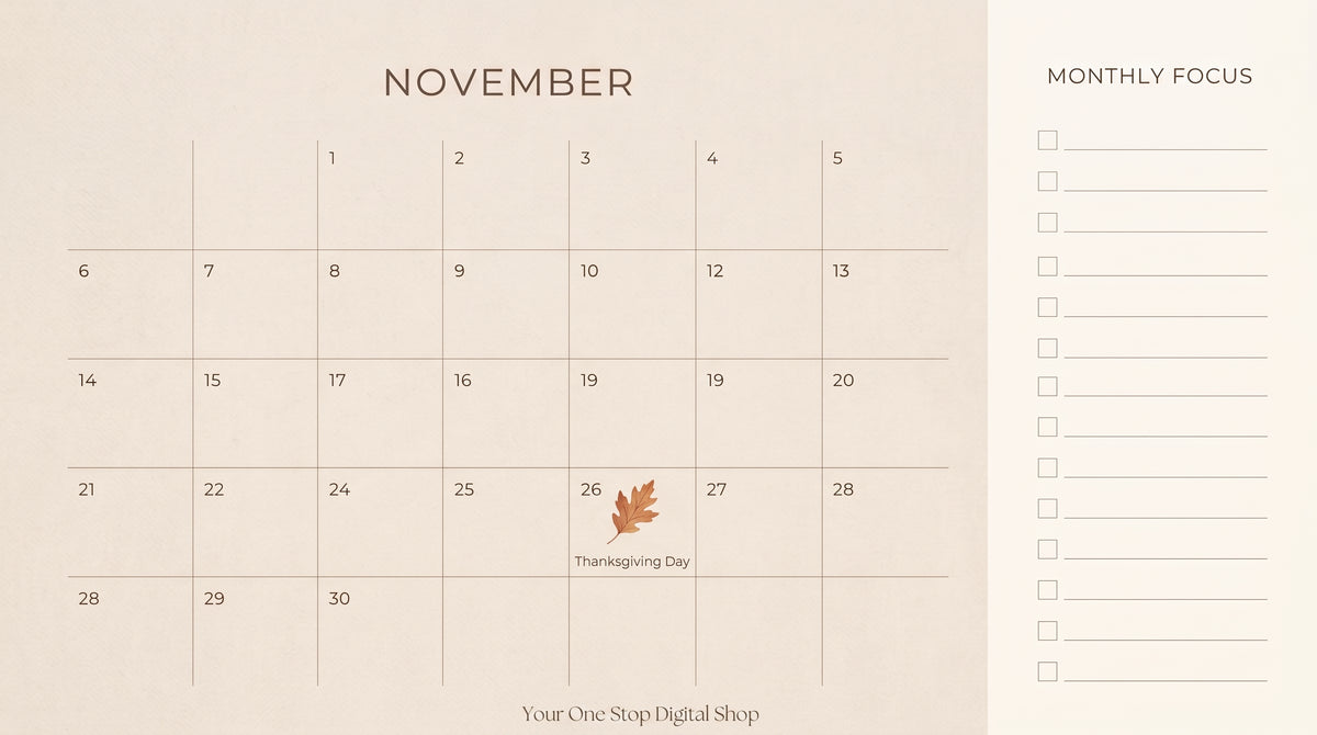 October–November 2026 Printable Calendar & Planner Sheets