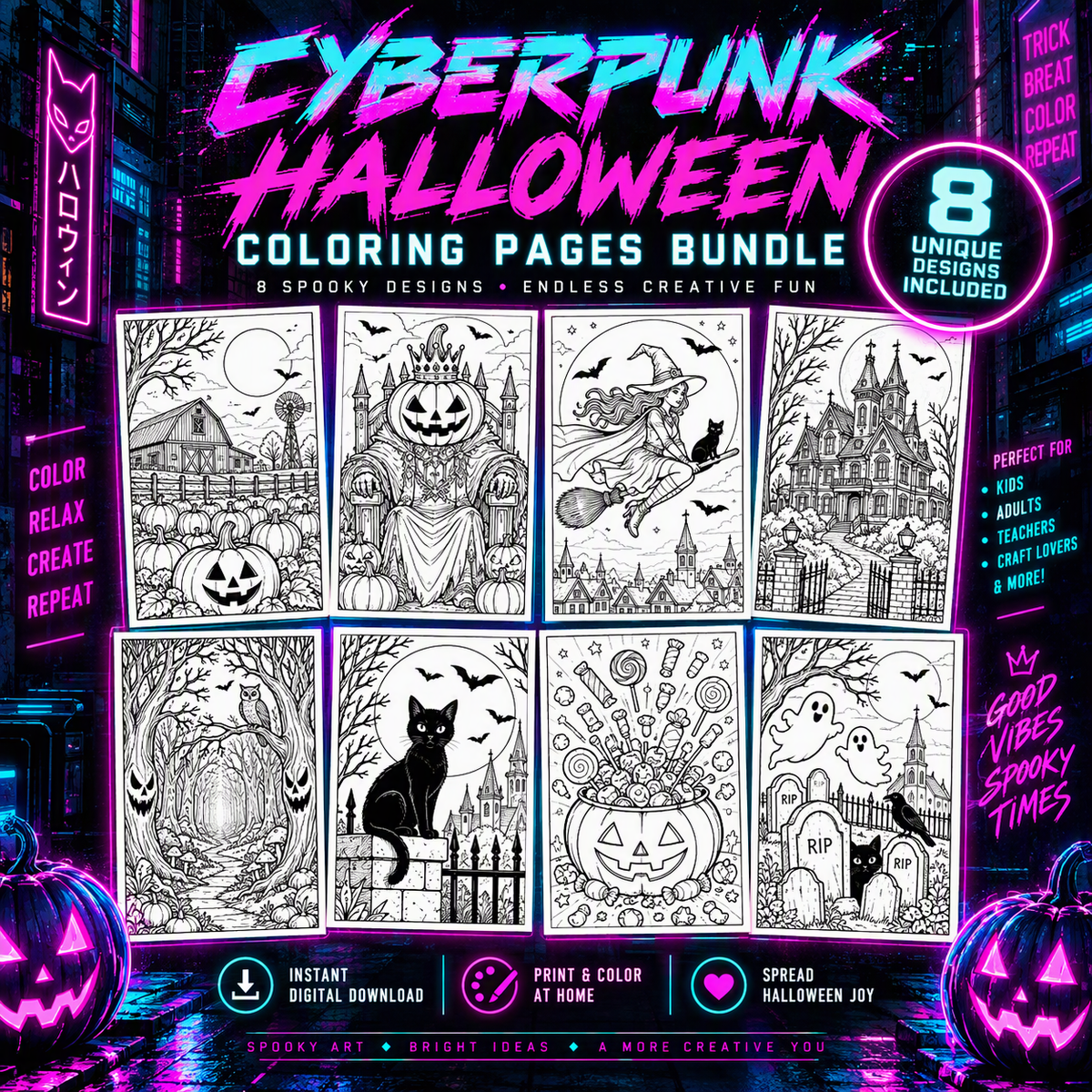 Kids Halloween printable Coloring bundle pack