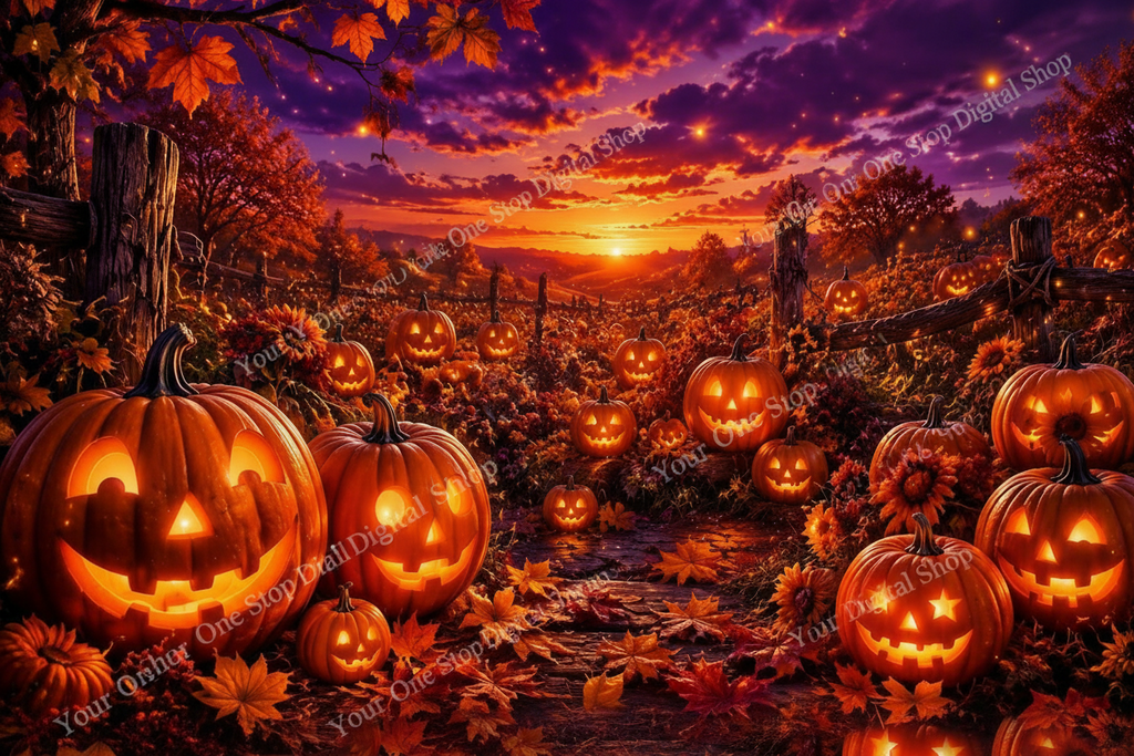 Pumpkin Glow - Halloween Digital Wallpaper Download